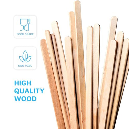 MontoPack Wooden Coffee Stirrers | Bulk Pack of 1000 5.5" Disposable Wood Stir Sticks for Hot or Cold, Beverages & Cocktails | Round Edges, Splinter-free & Food safe, Ideal for Popsicles and Crafts