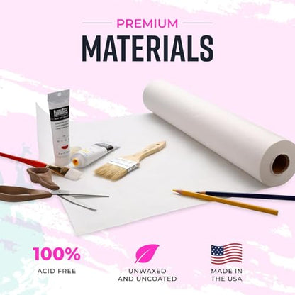 Bryco Goods 48" x 1200" (100') White Kraft Paper Roll - Made in USA - Craft Paper for Bulletin Board Art Table Covering Drawing Gift Wrapping Bouquet Packing Parcel 80GSM - color: White, size: 48" x 100'