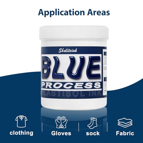 Shaliteink® Screen Printing Plastisol Ink Process Blue - Highly Opaque Screen Printing Ink for Cotton, Polyester and Other Fabrics (32oz.) - color: Process Blue, size: 32 fl oz