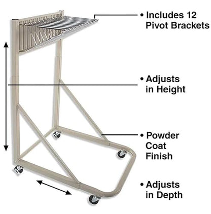 Mobile Blueprint Storage Rack – Holds Up To 1200 Blueprints In 12 Pivot Hangers – Vertical Blueprint Holder, Heavy Duty - MRWH - style: MRWH mobile blueprint storage