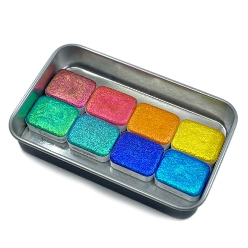 IUILE Handmade Watercolor Paints - Rainbow CS Quarter Pan Set (8 colors) - color: Rainbow CS