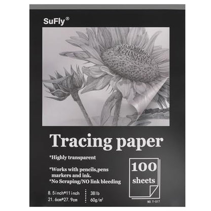 Tracing Paper 8.5x11 inch, 100 Sheets Transparent Vellum Paper for Tracing Pads, 38lb/60gsm Translucent Tracing Paper for Pencil, Marker and Ink，Trace Images, Sketch, Preliminary Drawing, Overlays. - size: 8.5-x-11-inch:1 Pack