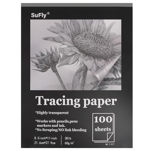 Tracing Paper 8.5x11 inch, 100 Sheets Transparent Vellum Paper for Tracing Pads, 38lb/60gsm Translucent Tracing Paper for Pencil, Marker and Ink，Trace Images, Sketch, Preliminary Drawing, Overlays. - size: 8.5-x-11-inch:1 Pack