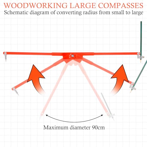 Sabary 9.8 Inch Professional Small Compass with Pencil Holder Woodworking Compass Pencil Marking Carpenters Geometry Tool Circle Maker for Geometry Drafting Art Drawing Circles - size: Small