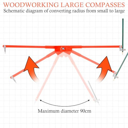 Sabary 9.8 Inch Professional Small Compass with Pencil Holder Woodworking Compass Pencil Marking Carpenters Geometry Tool Circle Maker for Geometry Drafting Art Drawing Circles - size: Small