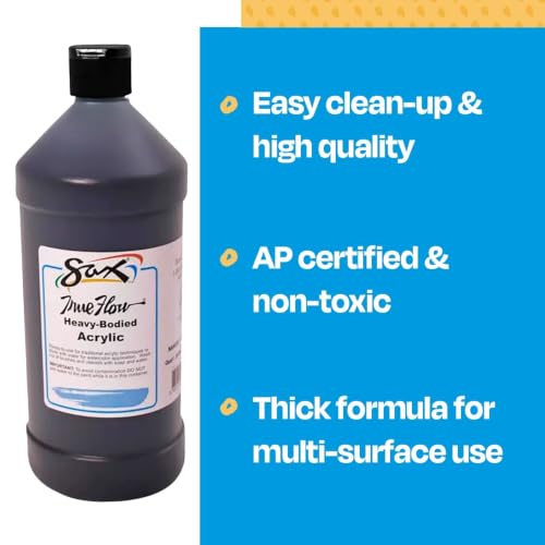 Sax Heavy Body Acrylic Paint for School and Arts and Crafts Use, Mars Black, 1 Quart - color: Mars Black, size: 32 Fl Oz (Pack of 1)