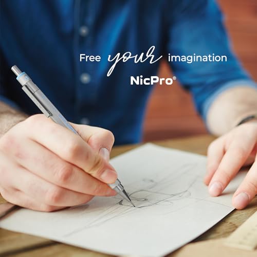 Nicpro Blocky Gear 0.5 mm & 0.7 mm Mechanical Pencils Set in Case, Metal Pencil with 6 Tube Lead Refills, Eraser, Eraser Refills for Professional & Adult Art Writing Drafting Drawing Sketching - style: 0.5 0.7 mm