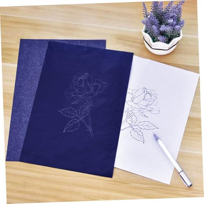 Angoily 100pcs Graphite Carbon Transfer Paper for Tracing Painting Carbon Coated Paper Canvas - color: Blue