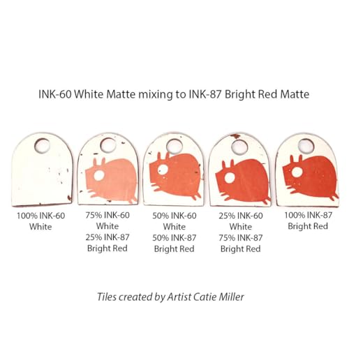 AMACO Ceramic Printing Ink, 8 oz. (236 mL), INK-87 Bright Red Matte | Cone 05-10 Intermixable Ceramic Printing Ink for Screenprinting, Monoprinting, and More on Bisque and Unfired Clay - color: Ink-87 Bright Red