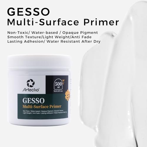 Artecho White Gesso 16.9oz / 500ml | Gesso Primer, For Acrylic Painting - color: white, size: 16.9 Fl Oz (Pack of 1)