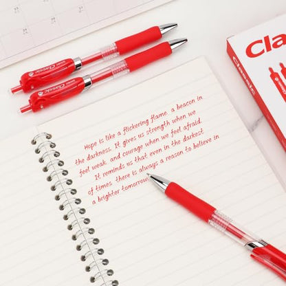 Classic Retractable Gel Roller Pens, 0.7mm Fine Point, Red Ink (Red - 12 Packs) - color: Red - 12 Packs