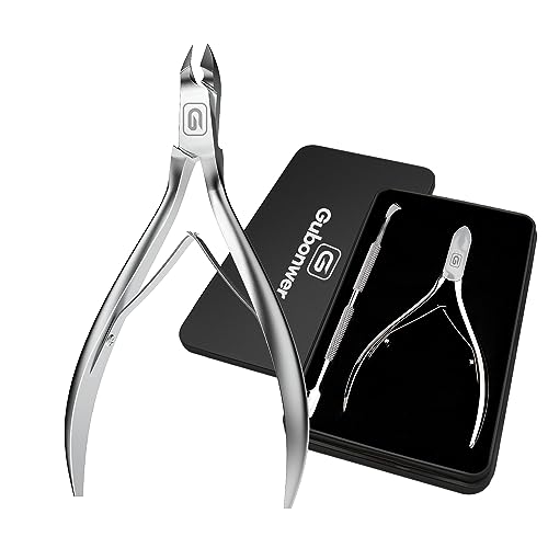 Cuticle Trimmer 3/4 Jaw Extremely Sharp Cuticle Nippers Scissors Stainless Steel Clippers Cutter Remover Pedicure Manicure Nail Tool, cuticle pusher, nail cuticle trimmer professional cuticle cutter - color: Cuticle Nippers+cuticle Pushers/Black-s