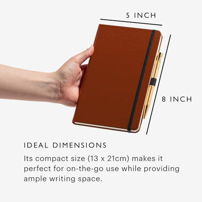 Stone Journal Chef Notebook – 13 × 21 cm Waterproof Paper, 144 Pages, Half Lined & Half Blank, Vegan Leather Hardcover, Kitchen Conversions, Premium Journal (Tan Brown) - color: Tan Brown