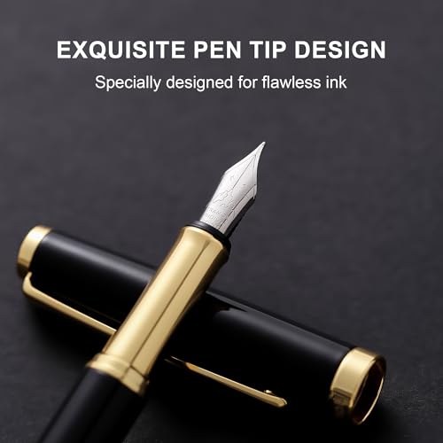 Fountain Pen Set,Extra Fine Nib,Includes 2 Ink Cartridges and Ink Converter, Ideal for Journaling and Calligraphy, Smooth-writing Fountain Pen - color: Gold