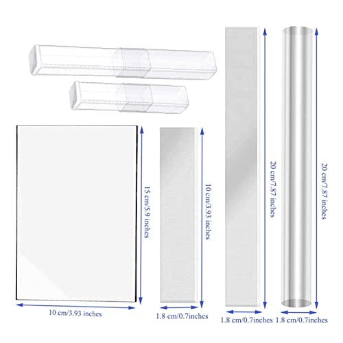 6 Pieces Clay Tools Set Acrylic Rolling Pin Acrylic Sheet Clay Professional Shaping Sculpting Tools Roller Pin Set with Sheet Cutter