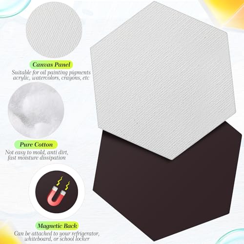 Nezyo 75 Pieces Magnetic Painting Canvas Panel Mini Canvas Boards Mini Canvases Tile Art for Painting Magnetic Fridge Locker Art Paints Crafts DIY Kit (Hexagon,3 Inch) - size: 3 in, style: Hexagon