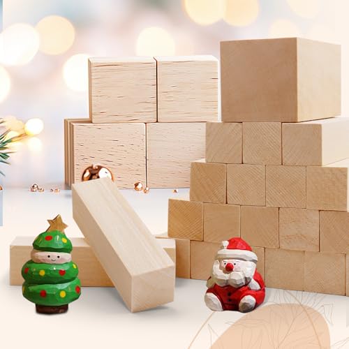 Basswood Carving Blocks for Crafts,Cymuber 24 PCS Whittling Wooden Blockss Kit with 3 Sizes,Wood Carving Blocks Wood Whittling Kit Crafts for Kids and Adults