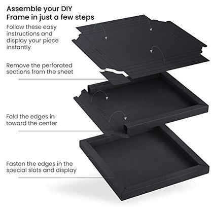 ARTEZA Mixed Media Paper Foldable Canvas Pad, 9.5x9.5 Inches, 20 Sheets, Black Paper