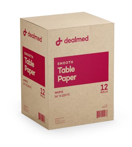 Dealmed Medical Exam Table Paper Roll | Disposable Covers for Doctors, Physicians, Diaper Changing, Waxing, Chiropractor, Tracing, Drawing, Coloring | Smooth, White, 14" x 125', 12 Rolls/Case - color: Smooth White, size: 14" x 125'