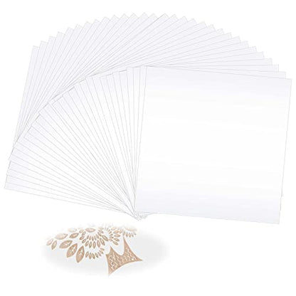 JAPCHET 50 Pcs 12 x 12 Inches PET Blank Stencil Sheets, 10 mil Acetate Sheets, Large Mylar Paper Sheets Template Material, Make Your Own Stencil for Vinyl Cutting Laser Cutting