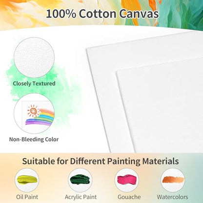 2 Pack 8 * 10In Canvas Boards for Painting, Art Canvas for Drawing with 4 Brushes & 2Paint Trays & 4 Acrylic Paint, Mini Painting Canvas with Easel Set, Painting Kits for Adults Party - style: Pack of 2