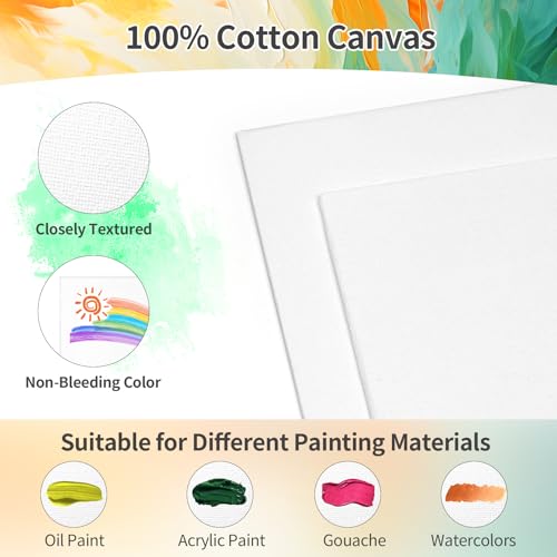 16 Pack 8 * 10In Canvas Boards for Painting, Art Canvas for Drawing with 32 Brushes & 16 Paint Trays & 32 Acrylic Paint, Mini Painting Canvas with Easel Set, Painting Kits for Adults Party - style: Pack of 16