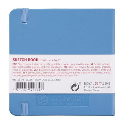 Talens T9314-214M Art Creations Sketchbook, Drawing Notebook, 4.7 x 4.7 inches (12 x 12 cm), Lake Blue, Thickness: 4.9 oz/sq ft (140 g/m2), Fine, Acid Free Paper, 80 Sheets Bound - color: lakeblue, size: 12×12cm
