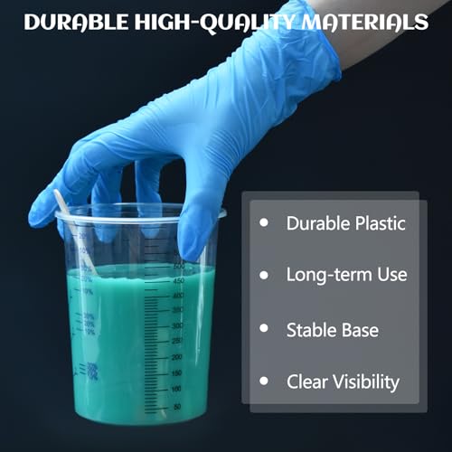 Artcome Mixing Cup Kit - 50 PC 20oz (600ml) Plastic Measuring Cups, 50 PC Wooden Mixing Sticks, 100 PC 40ml Disposable Small Cups, 10 PC Stirring Rods - Ideal for Epoxy Resin, Paint & Liquid Mixing