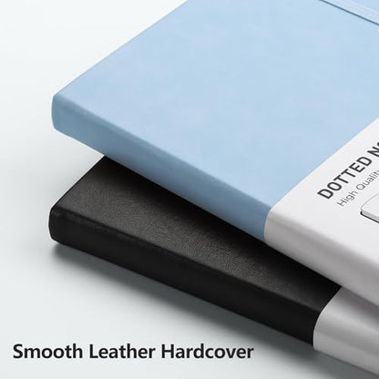 RETTACY Dotted Journal Notebook, 192 Pages, A5 Medium Size (5.7'' x 8.3''), Leather Hardcover, 100 GSM Thick Paper, for Journaling, Planning, Tracking (Light Blue) - color: Light Blue, style: Dotted