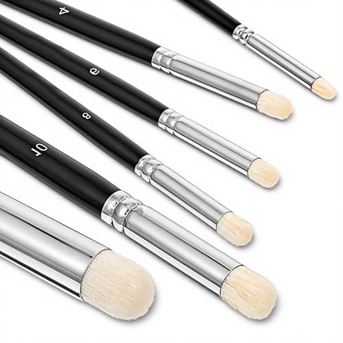 Dry Brush Set for Miniature Painting, Drybrush Paint Brush, 6 Sizes Professional Detail Hobby Brushes for Tabletop, Wargames, Scale Models & Acrylic/Oil Painting (Black)