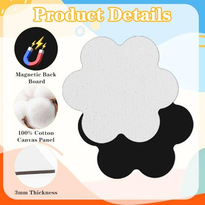48 Pcs Magnetic Canvas Panel Mini Canvas Boards for Painting Blank Locker, 3 Inch Small Bulk Canvases with Magnet Backing for DIY Art, Crafts, Fridge & Office Decor (6 Styles)