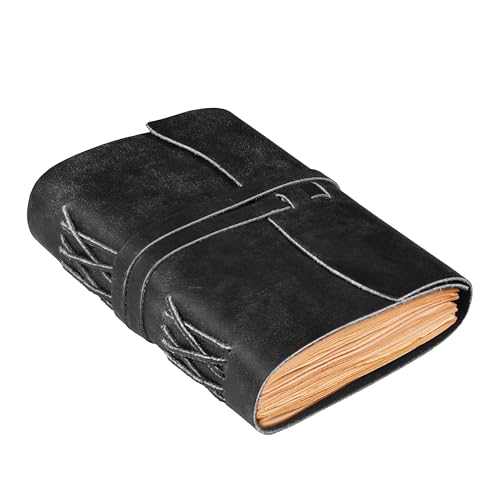 LEATHER VILLAGE Leather Bound Journal - Black, 11.5"X8.50", 220 Pages - Vintage Blank Paper Diary for Writing, Drawing, Sketchbook, and Travel Notebook - Ideal for Women and Men - color: Black, size: 11.5 inches X 8.50 inches