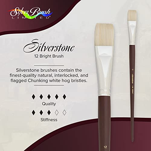 Silver Brush 1102-12 Silverstone Excellent Long Handle Hog Bristle Brush, Bright, Size 12 - size: Size 12