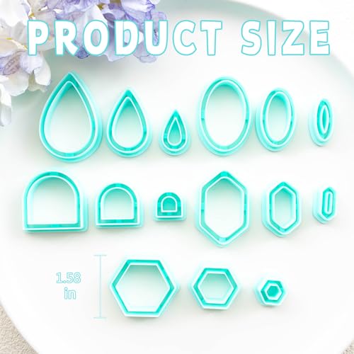 Tainsky Organic Shapes Clay Cutters for Polymer Clay Jewelry, 15 Shapes Basic Shapes Polymer Clay Cutters for Earrings - color: Basic-B