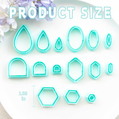 Tainsky Organic Shapes Clay Cutters for Polymer Clay Jewelry, 15 Shapes Basic Shapes Polymer Clay Cutters for Earrings - color: Basic-B