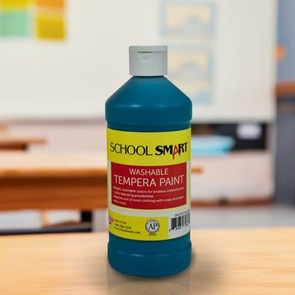 School Smart Washable Tempera Paint, Turquoise, 1 Pint Bottle - color: Turquoise