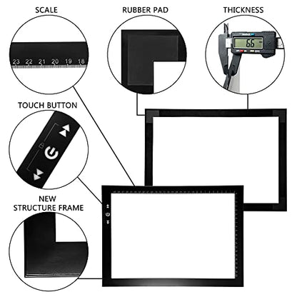 HSK A4 LED Artist tracing Light Box Copy Table, Adjustable High Brightness Light Pad for Tatto Drawing, Sketching, Animation, Diamond Painting Accessories - size: 01 - A4