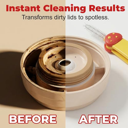 3 in 1 Cup Lid Cleaning Brush, Multi Purpose Cup Lid Gap Cleaner Brush with Hanging Hole, Soft Hard Bristle Cleaning Tool for Water Bottle Kettle Pacifier Home Kitchen Deep Cleaning (Yellow) - color: Yellow