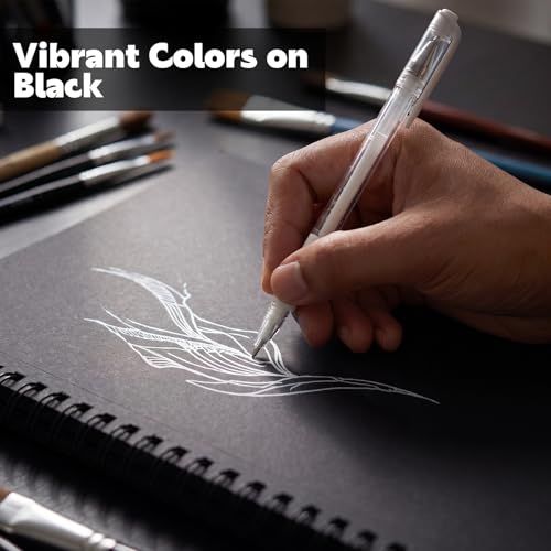 Prudiut Black Paper Sketchbook 2 Pack 7.6x10 Inch 50 Sheets 160gsm Acid-Free Drawing Pad - Spiral Bound Black Sketchbook Artist Mixed Media Charcoal Metal Markers Studio Design Notebook Supplies - size: 7.6×10 Inch (2 Pack )