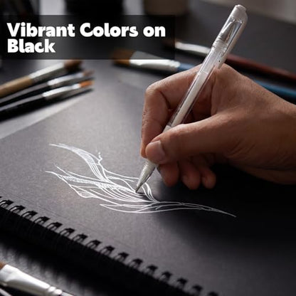 Prudiut Black Paper Sketchbook 2 Pack 7.6x10 Inch 50 Sheets 160gsm Acid-Free Drawing Pad - Spiral Bound Black Sketchbook Artist Mixed Media Charcoal Metal Markers Studio Design Notebook Supplies - size: 7.6×10 Inch (2 Pack )