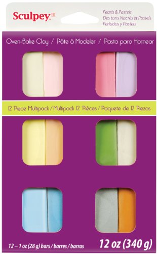 Sculpey III® 12 Pastel Colors of Polymer Oven-Bake Clay, Non Toxic 12 oz., Great for Modeling, Sculpting, Holiday, DIY & School Projects.Perfect for Kids & Beginners! - style: Pastels