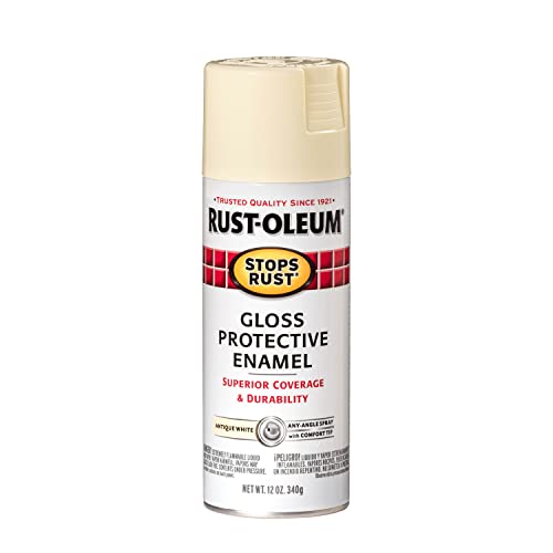 Rust-Oleum 7794830 Stops Rust Spray Paint, 12 oz, Gloss Antique White - color: Gloss Antique White, size: 12 Ounce (Pack of 1)