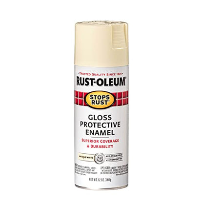 Rust-Oleum 7794830 Stops Rust Spray Paint, 12 oz, Gloss Antique White - color: Gloss Antique White, size: 12 Ounce (Pack of 1)
