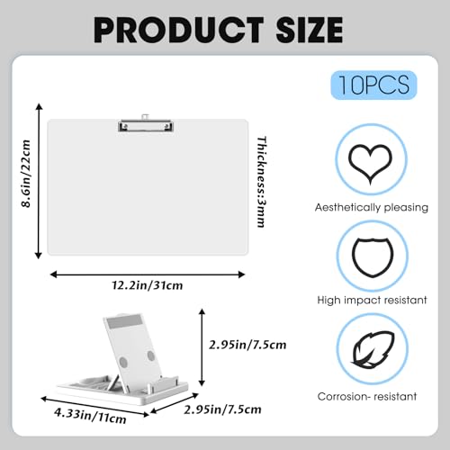 10 Pcs Back to School Writing Slant Boards with Stand, Adjustable Desktop Whiteboard, Dry Erase Clipboard, Reusable Handwriting Practice for Reading, Writing, Drawing and Studying