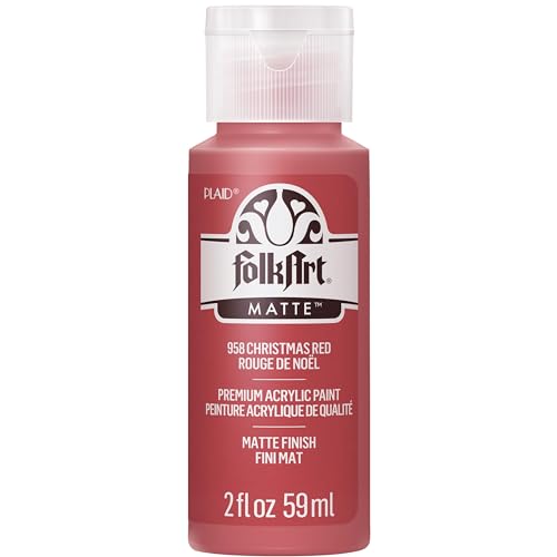 FolkArt Acrylic Paint in Assorted Colors (2 oz), 958, Christmas Red - color: Christmas Red, size: 2 Fl Oz (Pack of 1)