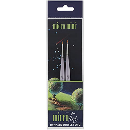 Creative Mark 2 Piece Micro Detail Paint Brush Set, Mini Paintbrushes for Acrylic, Watercolor, Oil, Face, Nail, Scale Model Painting & Line Drawing - size: Dynamic Duo Set (2 Piece)