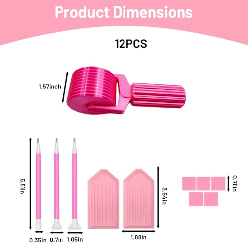Diamond Art Roller, Diamond Painting Roller Tool, Essential DIY Craft Tool, Includes 2 Rollers (1 Candy Color + 1 Gradient) and 1 Diamond Art Pens Set (3 Pens 5 Clays 2 Dishes)