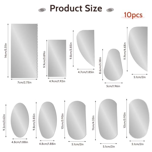 10 Pcs Steel Pottery Tools Clay Ribs Stainless Steel Serrated Scraper Crafts Tool Sculpture Modeling Cutter Scraper Ceramics Sculpting Tools Kits for Sculpting Texturing Artists Modeling Potter