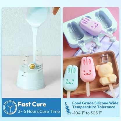 OFFNOVA Silicone Mold Making Kit 70oz Rubber 15A, 1:1 Mixing Ratio Fast Curing for Resin, Casting, Candle, Soap, DIY Crafts, Light Blue - size: 70 Oz