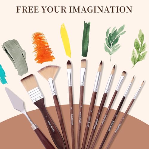 26-Piece Brush Set,Travel Watercolor Brushes, Includes Flat Brushes, Fan Brushes, Cat's Tongue Brushes, and Palette Knives.Suitable for Oil Painting and Watercolor Painting.